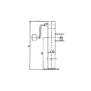 Steunvoet met slinger, verzinkt, buis Ø 60 x 4 mm vierkant A 415 mm, B 280 mm, slag 240 mm