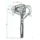 Haakse hendelsluiting rechts, maat 0, met veersluiting, hendel 142 mm