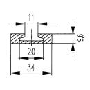Airline sjorrail aluminium L 2998 mm geboord, B 34 mm, H 9,6 mm