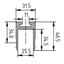 Airline sjorrail, aluminium, B 31,5 mm, H 46,5 mm