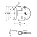 Bisagra lateral abatible con tapón de tubo a...