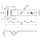 Universalscharnier VA gerade 141mm Baulänge