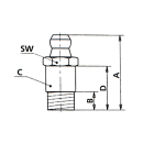 Graisseur conique 180 ° H1 long M8 x 1.0 SW 9 29mm long