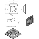 Sjorbak, met ring en terugstelveer 105 x 105 mm, 800 daN