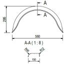 De Haan - spatbord voor enkelasser HR 1556, H 1509/12, B 150 / S 560 mm